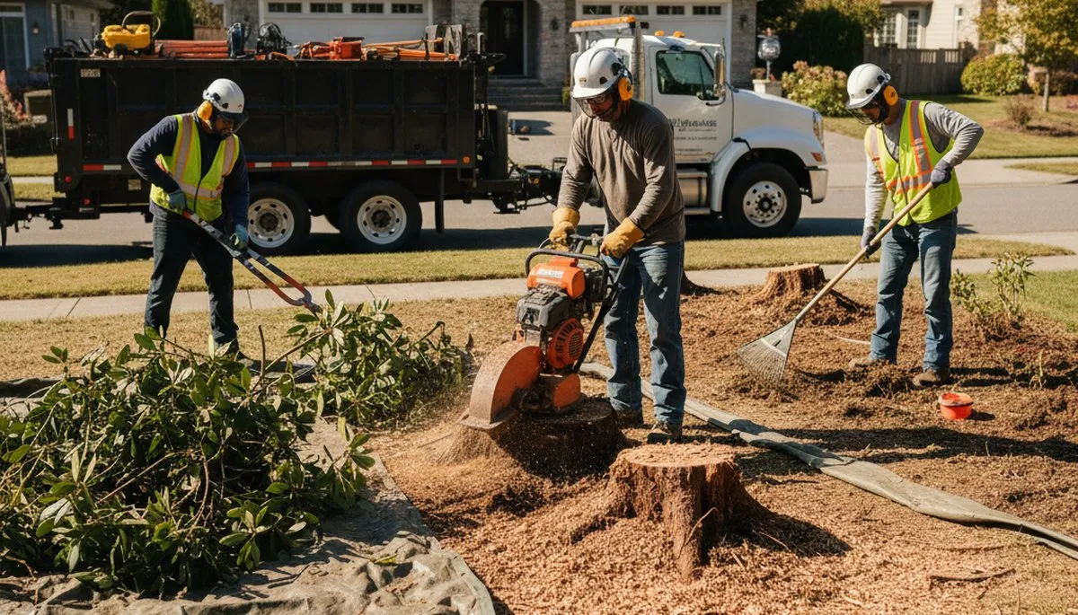 Miami, FL tree service removing overgrown shrubs to clear and tidy a residential property