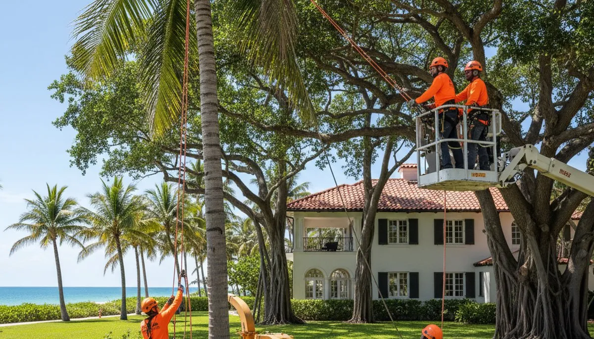 Miami, FL tree service crew providing professional tree trimming for residential and commercial properties